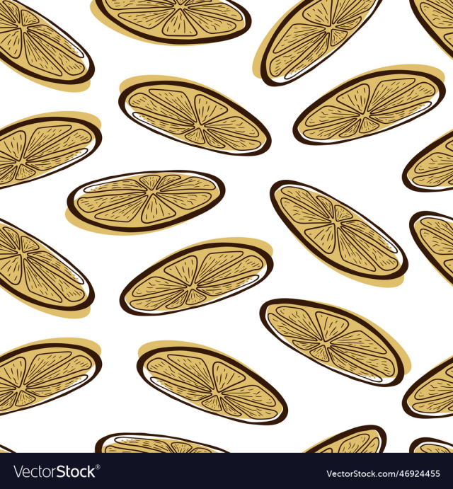 seamless pattern with hand drawn citrus lemon
