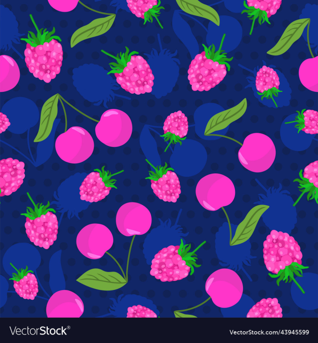 Free: seamless pattern with raspberries and cherries - nohat.cc