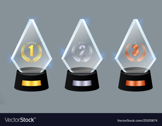 Set glass trophy award award vector image