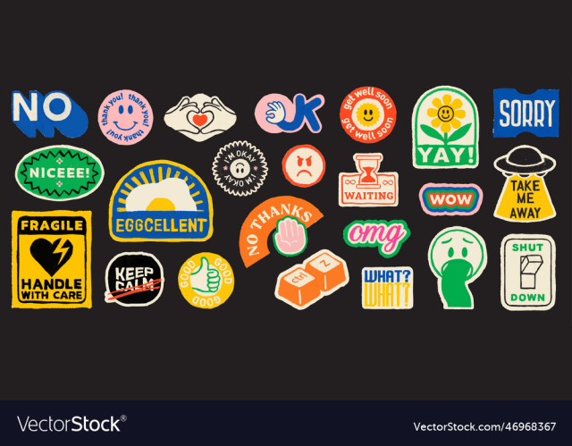 set of badges pins stamps icon or stickers