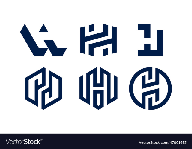 set of creative letter h logo design template
