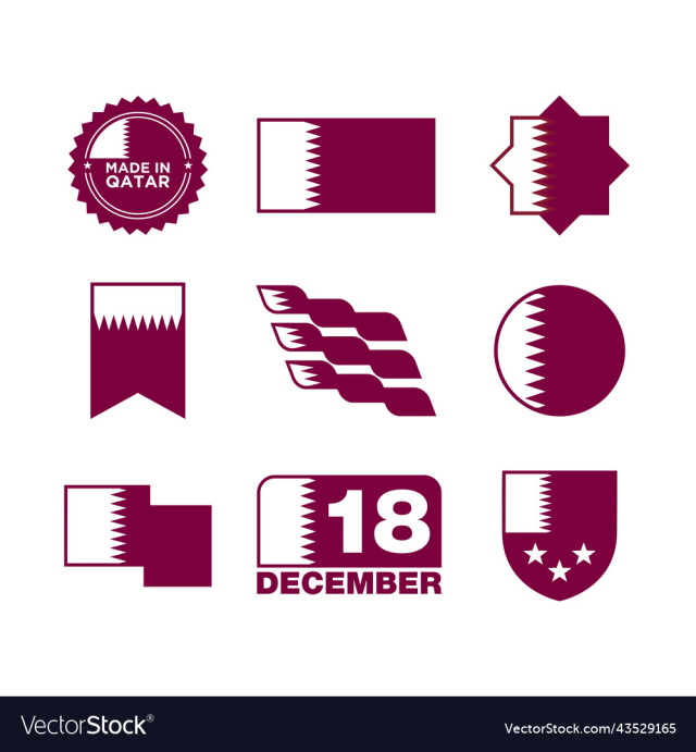 set of the national flag of qatar icon