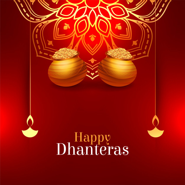 Shiny red happy dhanteras decorative Free Vector