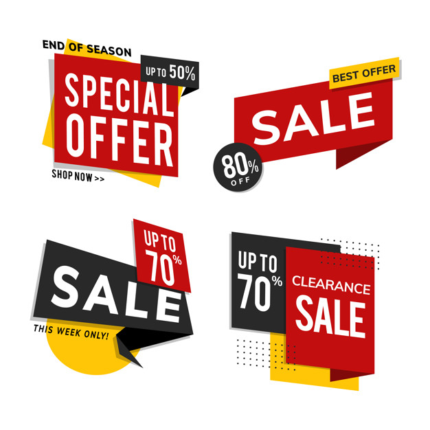 Shop sale promotion advertisements vector set