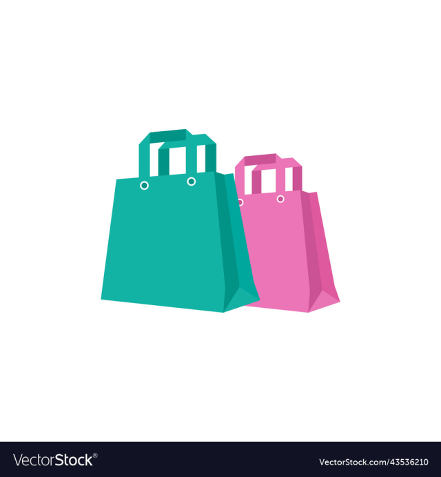 shopping bag in trendy flat style