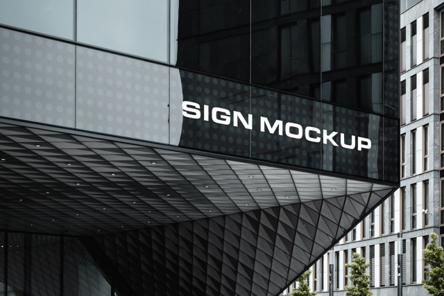 Sign on Corporate Building Mockup