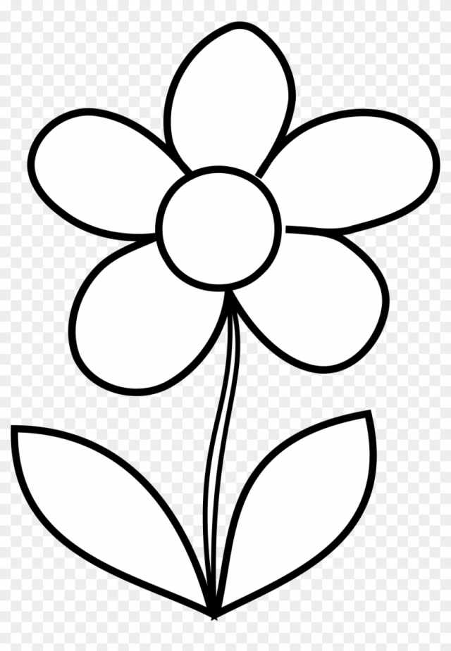 Simple Flower Bw By @malenki, Simple Flower From Hakanl - Outline Of A Flower