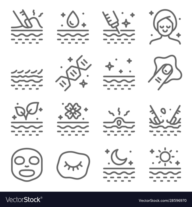 skin care line icon set