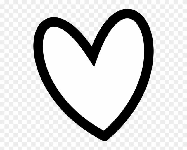 Slant Black Heart Outline Clip Art - Black And White Heart Clipart