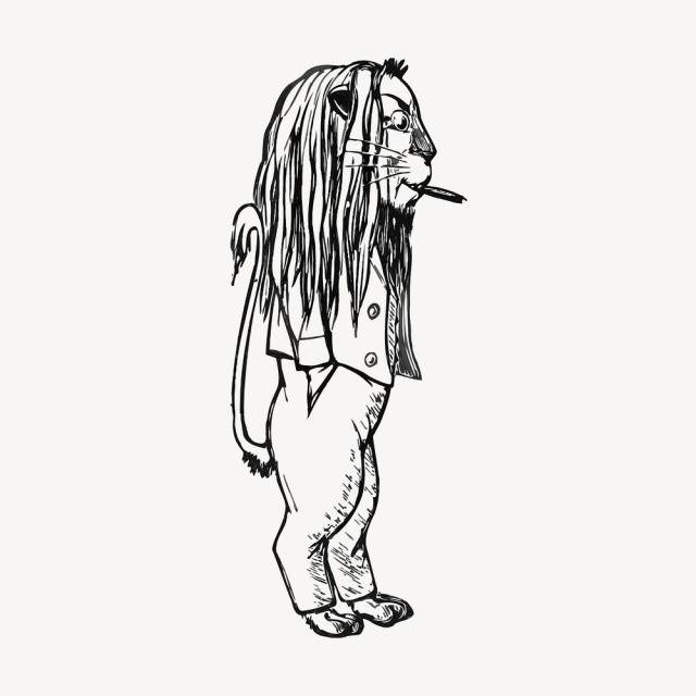Smoking lion clipart, vintage cartoon | Free Vector - rawpixel