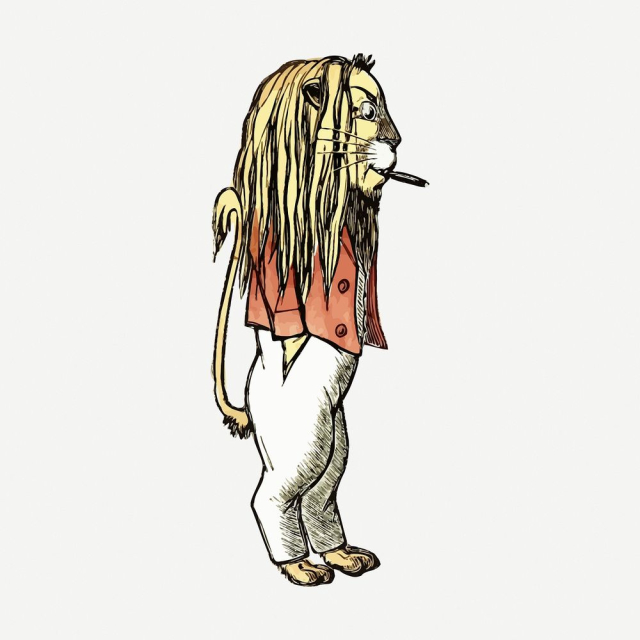 Smoking lion collage element, vintage | Free PSD - rawpixel