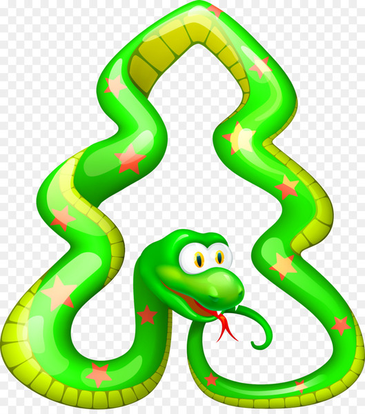Snake New Year tree Chinese astrology Gift - Vector painted green snake