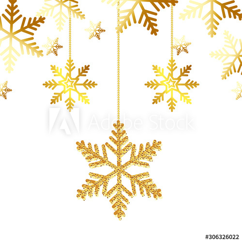 snowflakes golden of christmas hanging design