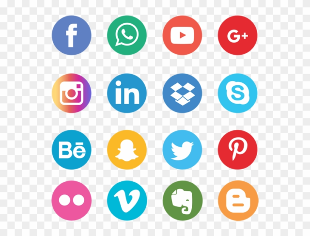 Social Media Icons Set Network Background Smiley Face - Social Media Icons Png