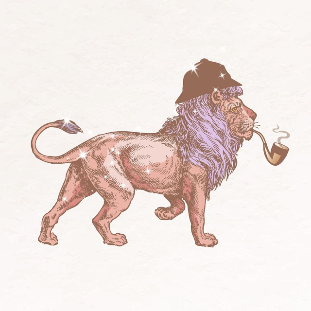 Sparkly Sherlock lion, funny animal | Free Photo Illustration - rawpixel