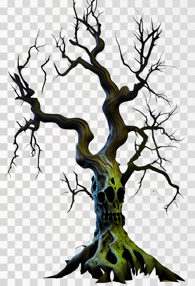 Spooky Tree PNG transparent, halloween tree, tree with skull
