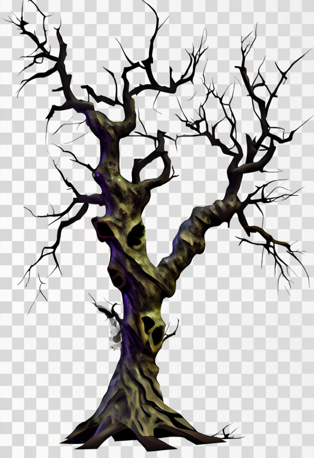 Spooky Tree PNG transparent, halloween tree, tree with skull