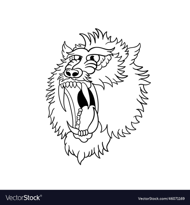 sticker of a baboon roaring outline