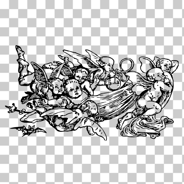 SVG Baby angels on the run vector illustration