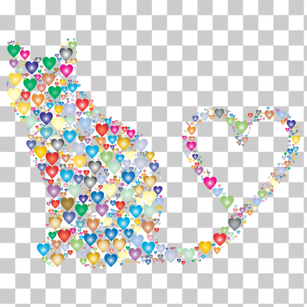 SVG Cat 2 Silhouette Heart Tail Hearts 3