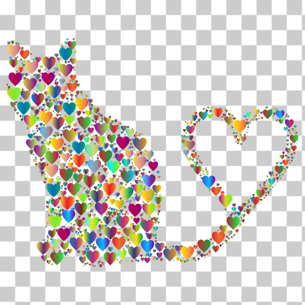 SVG Cat 2 Silhouette Heart Tail Hearts 4