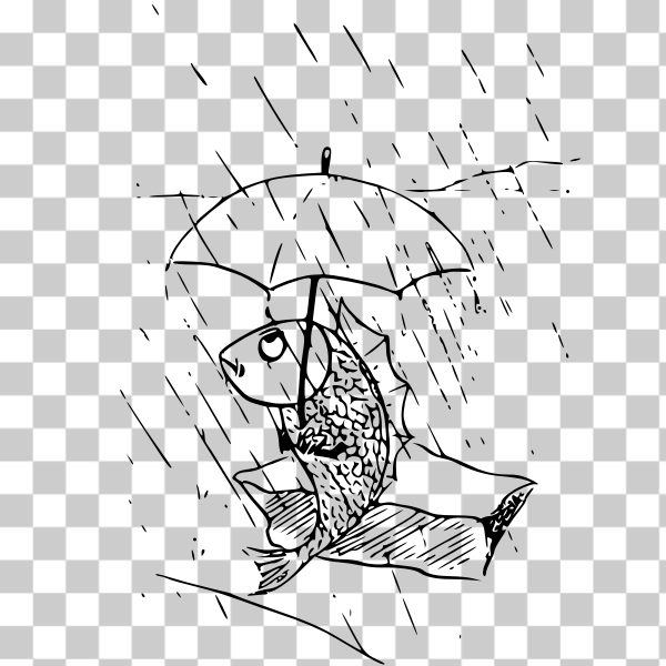 SVG Fish under umbrella vector clip art