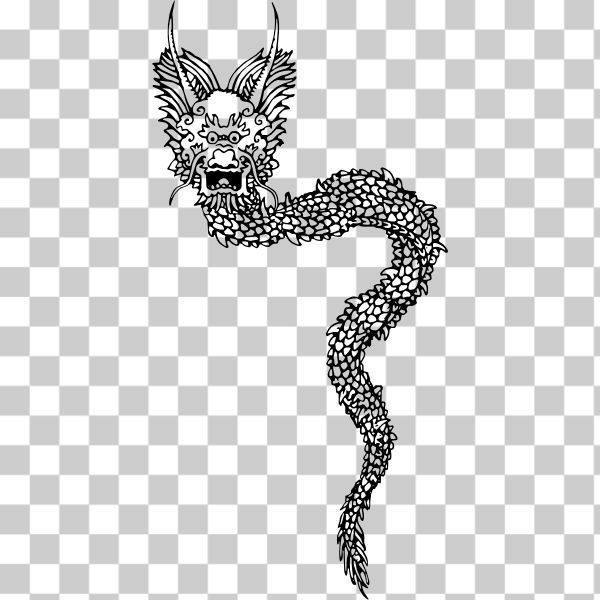 SVG Full body Chinese dragon vector drawing