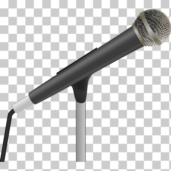 SVG Grayscale microphone on stand vector drawing