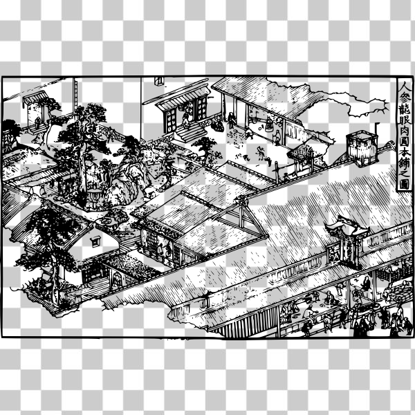 SVG Japanese courtyard garden vector clip art