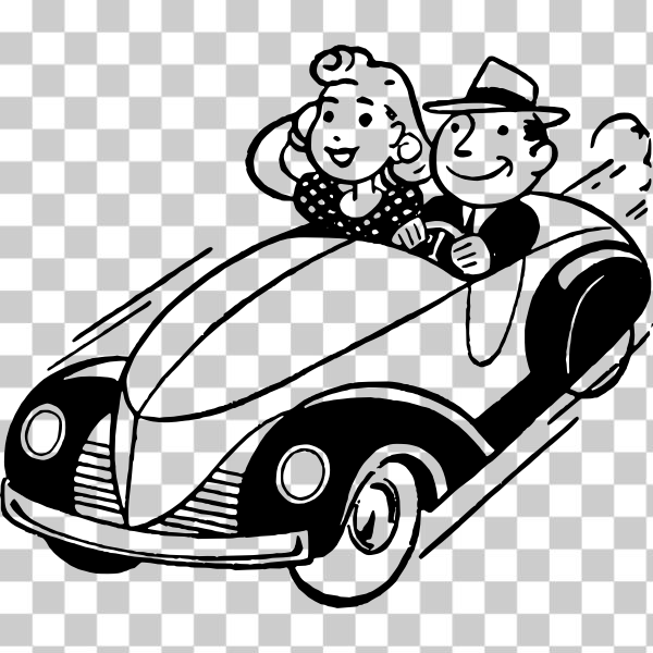 SVG Man and woman Sunday drive vector clip art