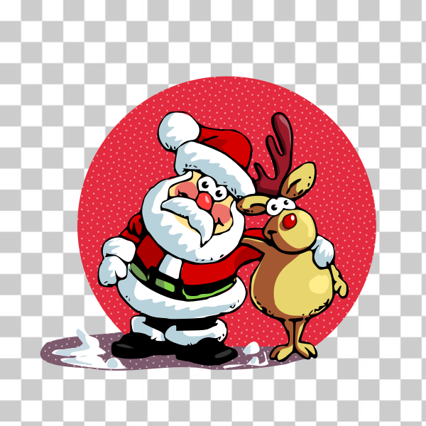 SVG Santa and raindeer in the sun vector drawing