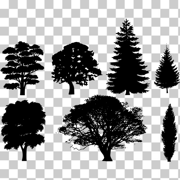 SVG Selection tree silhouettes vector clip art