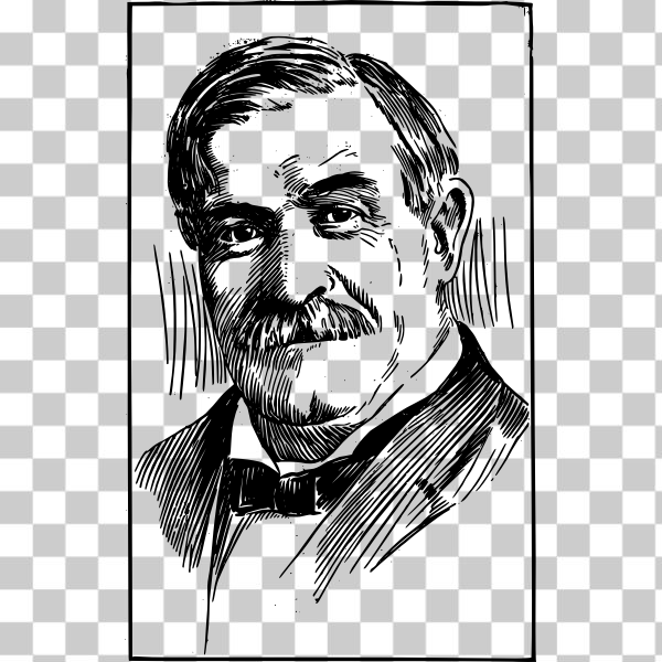 SVG Smiling mustache man portrait vector drawing