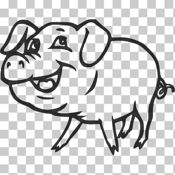 SVG Smiling pig vector drawing