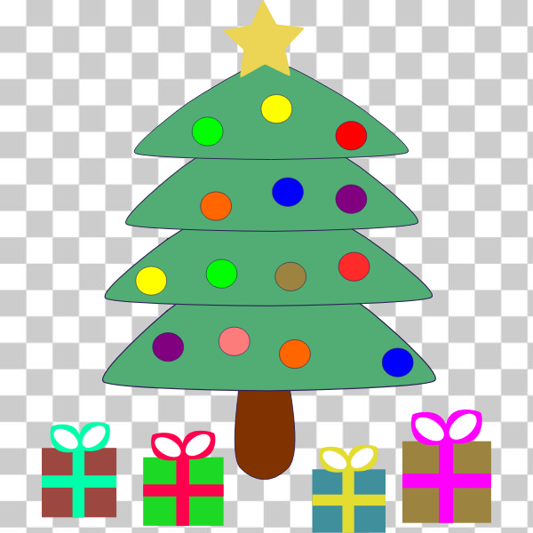SVG Vector clip art of cartoon presents under Christmas tree