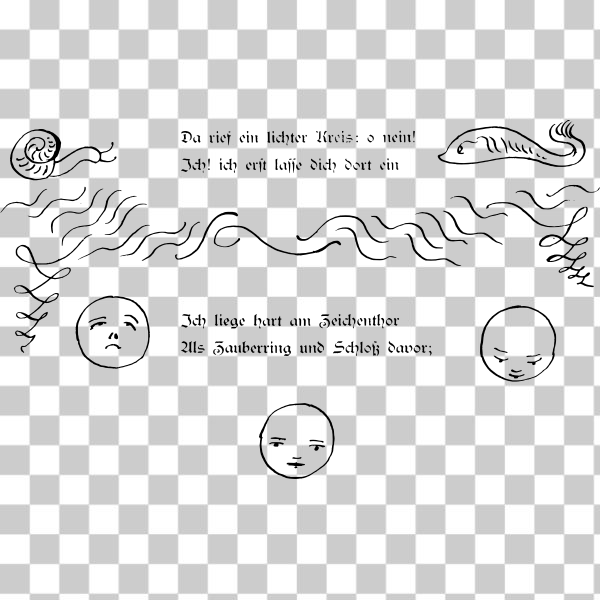 Free svg vector clip art of fish and snail above boy head nohat cc