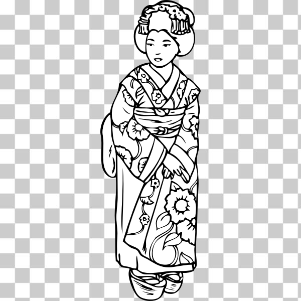 SVG Vector clip art of staring geisha