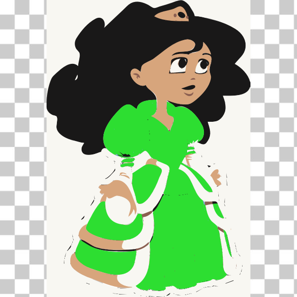 SVG Vector clip art of young princess in green dress