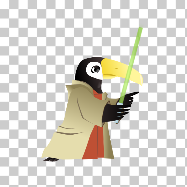 SVG Vector drawing of penguin with lightsaber