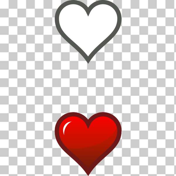 SVG Vector drawing of two heart icons with reflection