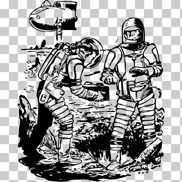 SVG Vector illustration of men in protective suits