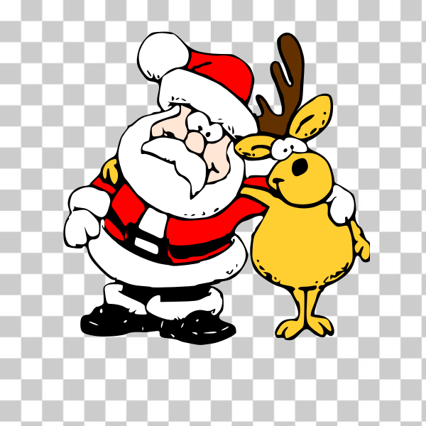 SVG Vector illustration of Santa and raindeer on white background