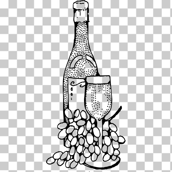 SVG Vector illustration of wine bottle and glass