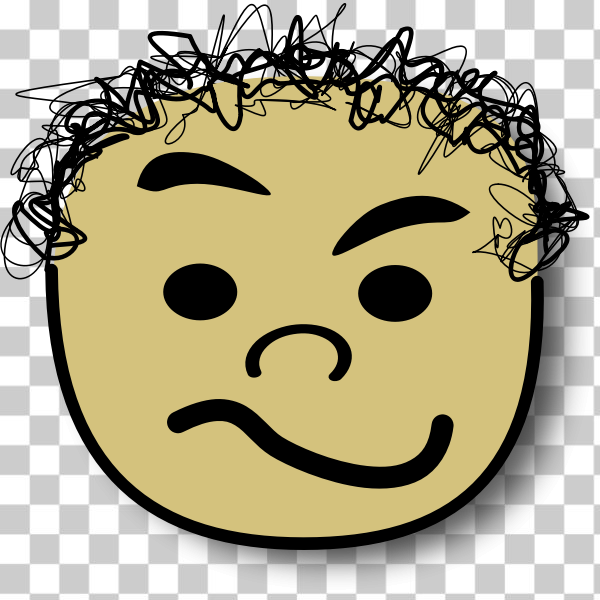 SVG Vector image of curly hair kid with doubtful smile avatar