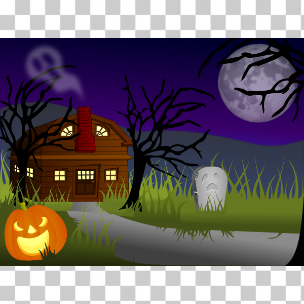 SVG Vector image of dark Halloween haunted house
