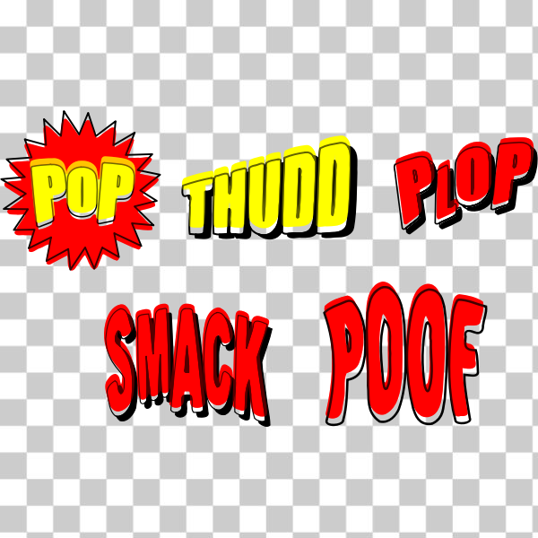 SVG Vintage comic book sound selection signs vector clip art