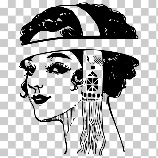 SVG Vintage lady line art