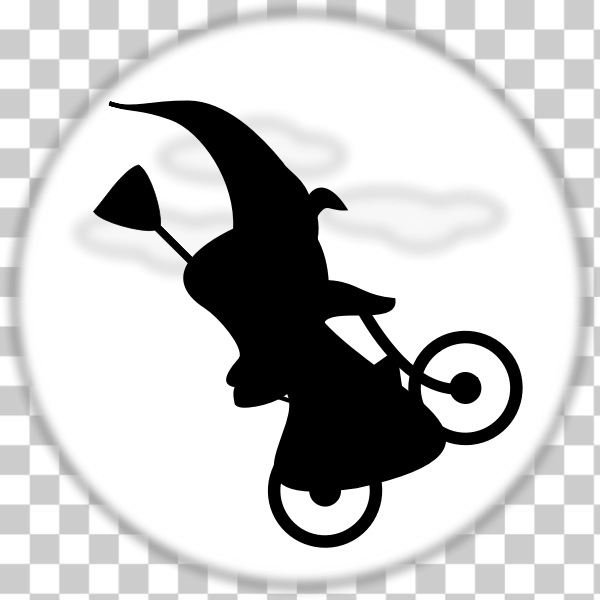 SVG Witch climbing the moon on bicycle vector graphics