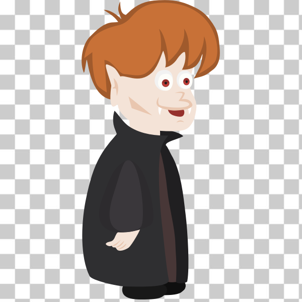 SVG Young vampire in black cloak vector drawing