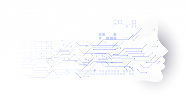 Technology face circuit diagram background Free Vector